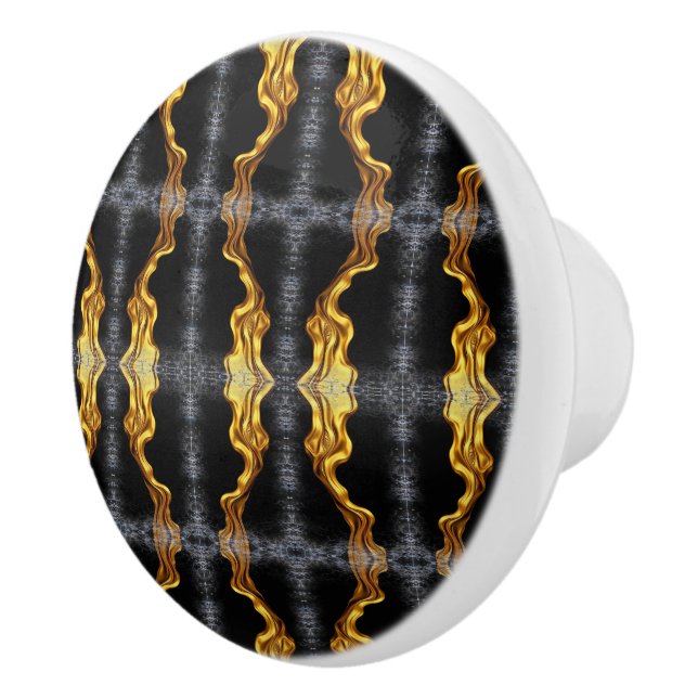 Pomo De Cerámica Full Liquid Gold Black Monochrome Cabinet Hardware (Derecha)