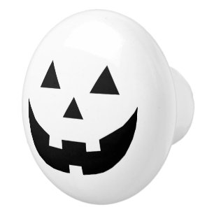 Pomo De Cerámica Fun blanco negro Jack o calabaza de linterna Hallo