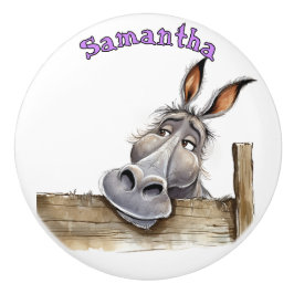 Pomo De Cerámica Fun Donkey Personalized
