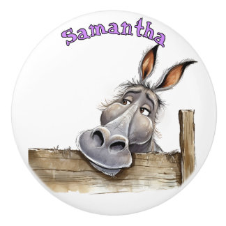 Pomo De Cerámica Fun Donkey Personalized