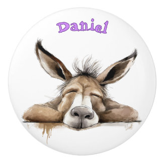 Pomo De Cerámica Fun Donkey Personalized