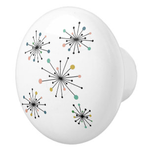 Pomo De Cerámica Funky Atomic Starburst MidCentavo Modern
