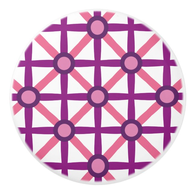 Pomo De Cerámica Funky Pink & Purple Pattern (Anverso)