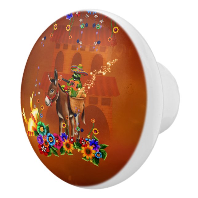 Pomo De Cerámica Funny mexican cactus (Derecha)