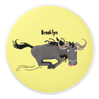 Funny Wildebeest corriendo ilustracion personaliza