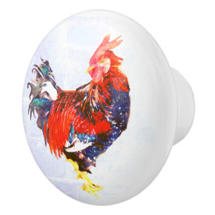 Pomo De Cerámica gallináceo macho ,rooster
