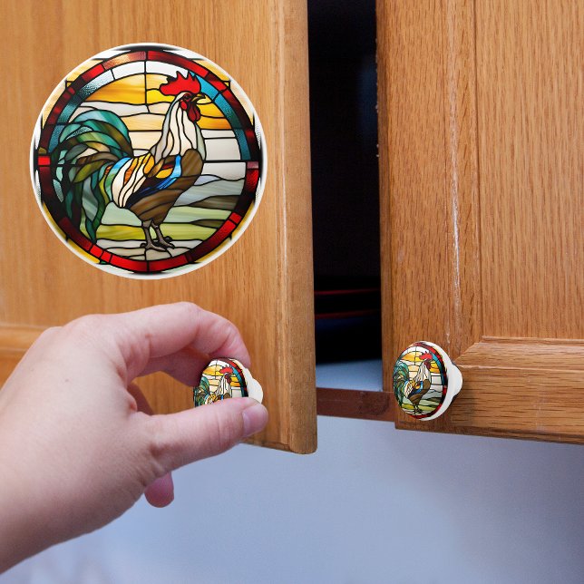 Pomo De Cerámica Gallo de Vidrio Pintado Falso (Subido por el creador)