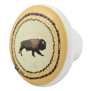 Pomo De Cerámica Galloping Bison