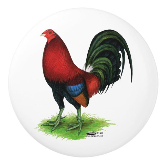 Pomo De Cerámica Gamecock:  Rojo Oscuro (Anverso)