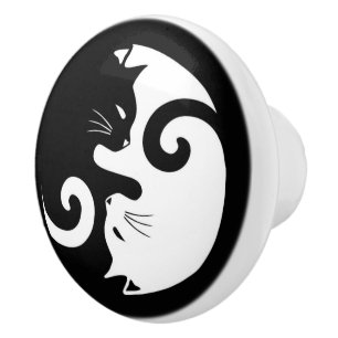 Pomo De Cerámica Gatitos de Yin Yang