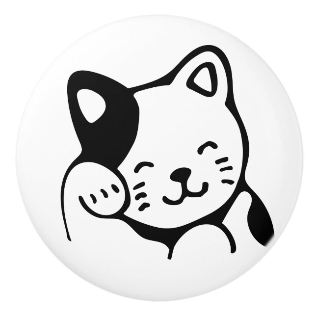 Pomo de cerámica. Gato. (Anverso)