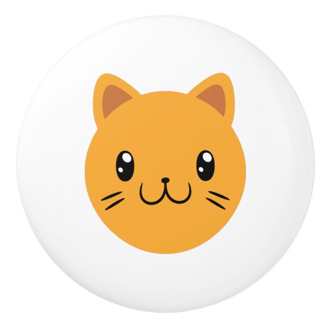 Pomo De Cerámica Gato de corte (Anverso)