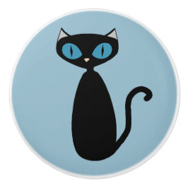 Pomo De Cerámica Gato de la MOD - botón del gabinete