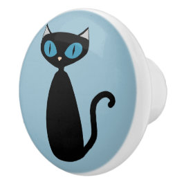 Pomo De Cerámica Gato de la MOD - botón del gabinete