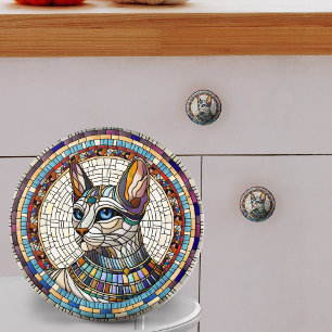 Pomo De Cerámica Gato egipcio - Arte Mosaico
