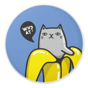 Pomo De Cerámica Gato en banana