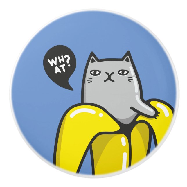 Pomo De Cerámica Gato en banana (Anverso)