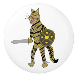 Pomo De Cerámica Gato guerrero