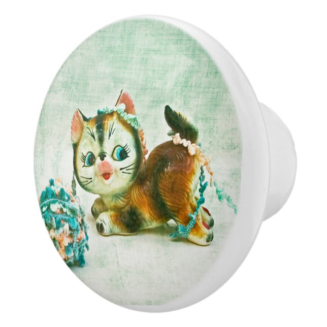 Pomo De Cerámica Gato Kitty Vintage (Derecha)