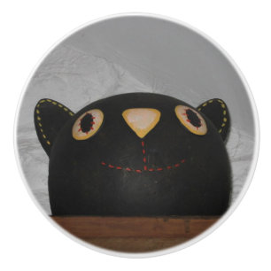 Pomo De Cerámica Gato negro