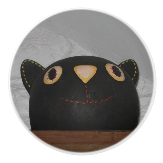 Pomo De Cerámica Gato negro (Anverso)