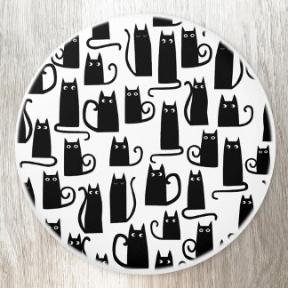 Pomo De Cerámica Gato negro divertido