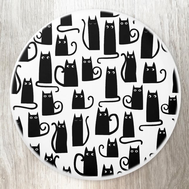 Pomo De Cerámica Gato negro divertido (Fun black cat pattern ceramic door knob)