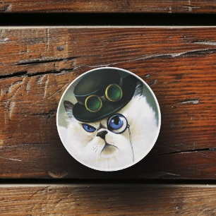 Pomo De Cerámica Gato persa de Steampunk