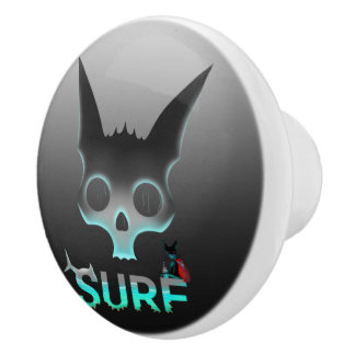 Pomo De Cerámica Gato Skull Graffiti Surf