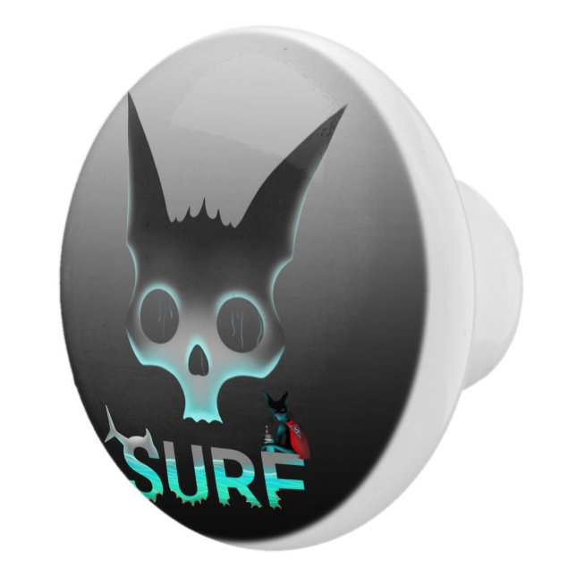 Pomo De Cerámica Gato Skull Graffiti Surf (Derecha)