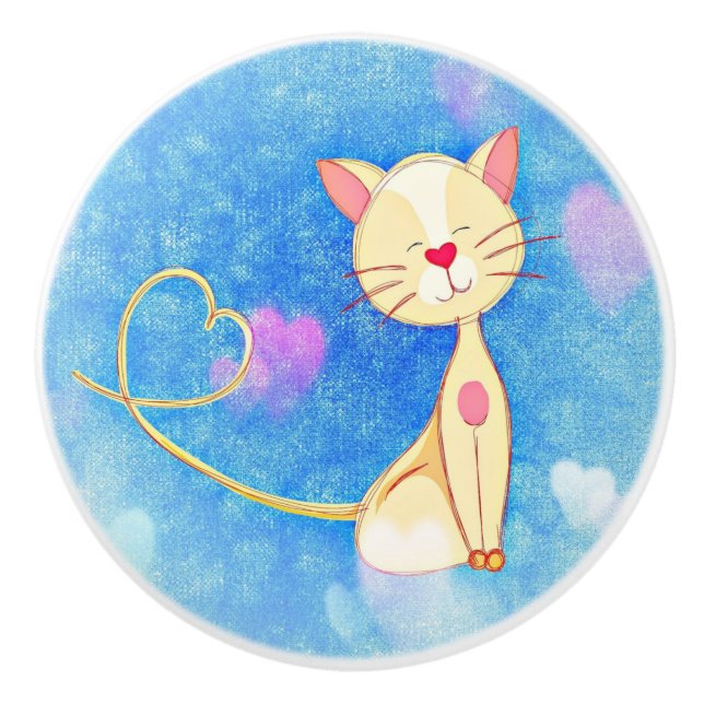 Pomo De Cerámica Gato soñador (Anverso)