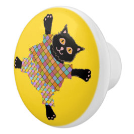 Pomo De Cerámica Gatos bien vestidos haciendo pinturas en Sunshin