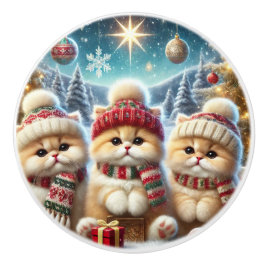 Pomo De Cerámica Gatos gatitos en decoración festiva de Navidades y