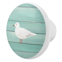 Pomo De Cerámica Gaviota azul Aqua Faux Gaviota de madera Pañuelo d