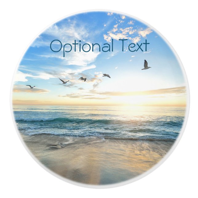 Pomo De Cerámica Gaviotas de playa matutinas (Anverso)