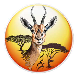 Pomo De Cerámica Gazelle Animal salvaje Antelope africano