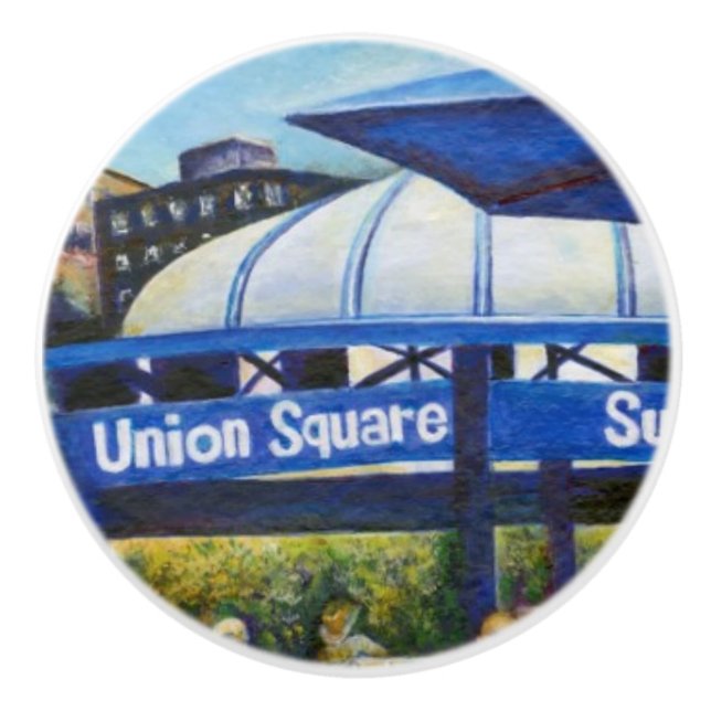 Pomo De Cerámica Gente apasionada jugando en el parque, Nueva York (Anverso)