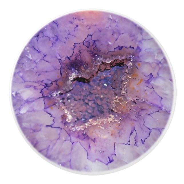 Pomo De Cerámica Geode de Amethyst Falln (Anverso)