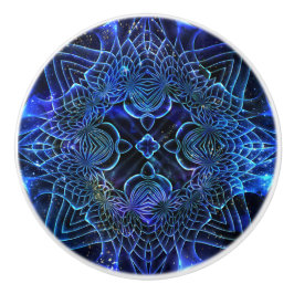 Pomo De Cerámica Geometría galáctica eléctrica azul grande