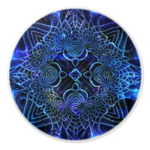 Pomo De Cerámica Geometría galáctica eléctrica azul grande