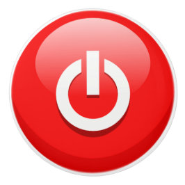 Pomo De Cerámica Gigante Botón de encendido rojo