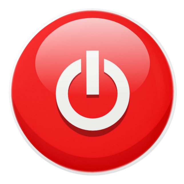 Pomo De Cerámica Gigante Botón de encendido rojo (Anverso)