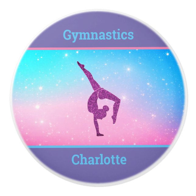 Pomo De Cerámica Gimnasia Sparkle Pastel Extracción cerámica (Anverso)