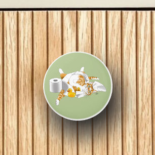 Pomo De Cerámica Ginger Naranja Cat Funny Toilet Paper