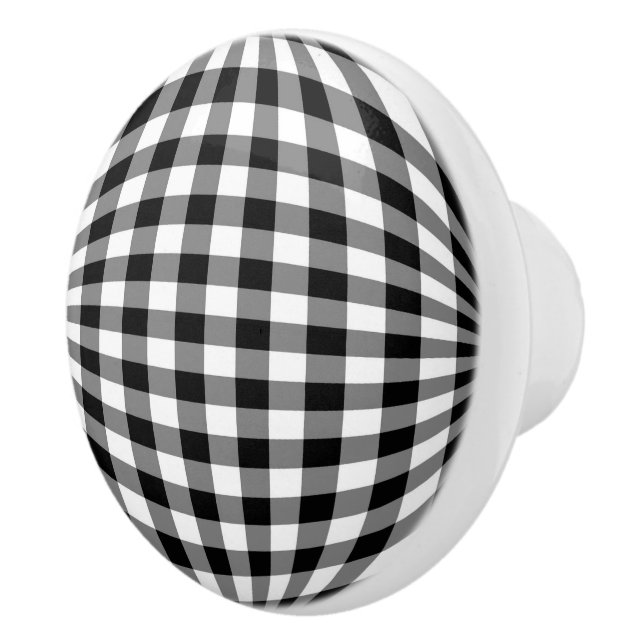 Pomo De Cerámica Gingham blanco y negro (Derecha)