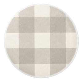 Pomo De Cerámica Gingham comprueba el beige neutro
