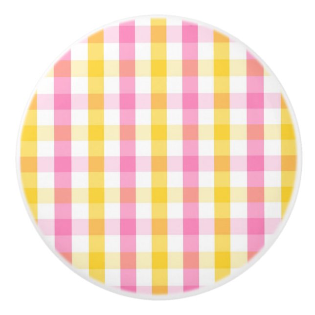 Pomo De Cerámica Gingham de primavera  (Anverso)