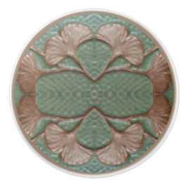 Pomo De Cerámica Gingko hojas Cajón de cerámica de arrastre