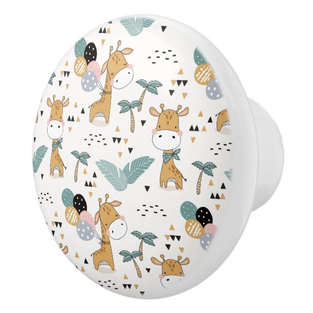 Pomo De Cerámica Girafes, globos y pajarita de cerámica (Derecha)