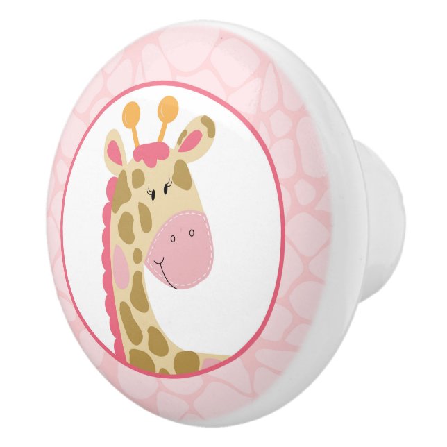 Pomo De Cerámica Giraffe Rosa Bebé Niña Nursera Jungle Cute (Derecha)